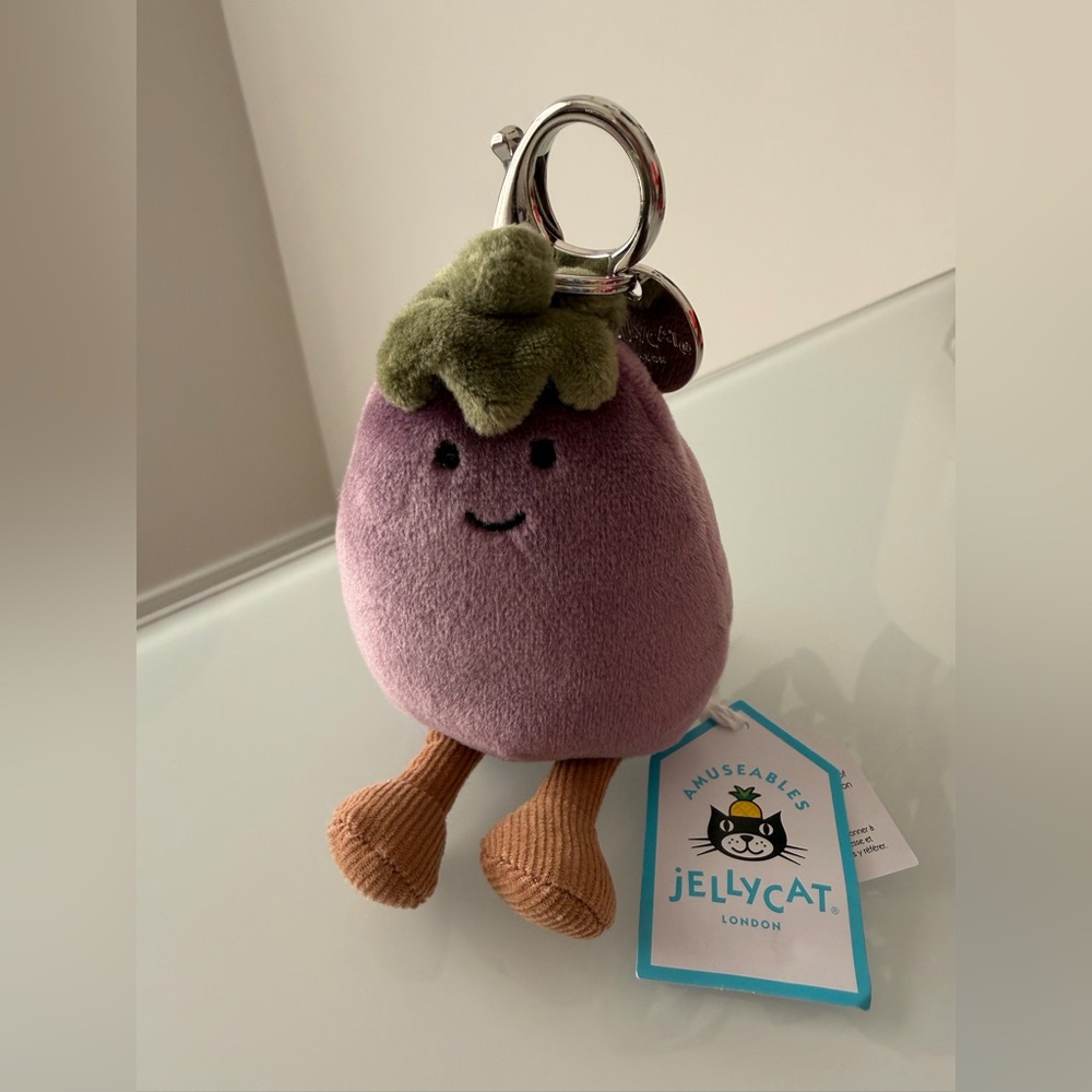 Jellycat eggplant Amuseable aubergine bag charm Keychain
